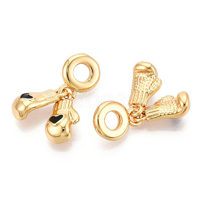 Brass Black Enamel Boxing Glove European Dangle Charms X1-KK-N271-08G-1