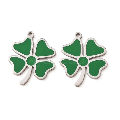 304 Stainless Steel with Green Enamel Pendants SA-CBA061A-04P-1