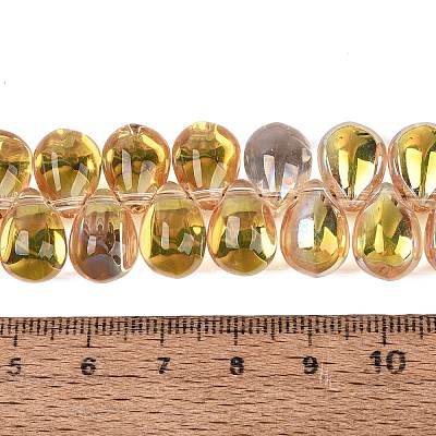Electroplate Baking Paint Transparent Glass Beads Strands GL-N005-02A-C14-1