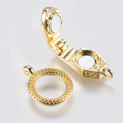 Brass Fold Over Magnetic Clasps X-KK-G338-01G-1
