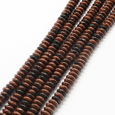 Rondelle Natural Mahogany Obsidian Bead Strands G-Q447-03-1