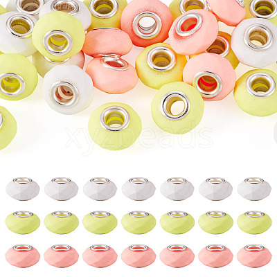 30Pcs Spray Painted Faceted Resin European Beads RESI-TADJ0001-05A-1