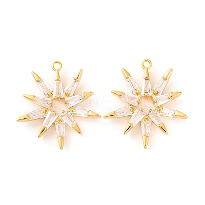 Brass Micro Pave Clear Cubic Zirconia Pendants KK-U017-10A-G-1