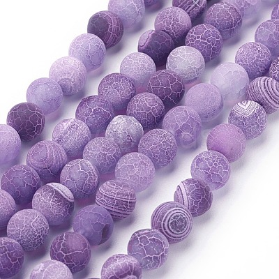 Natural Crackle Agate Beads Strands X-G-G055-8mm-8-1