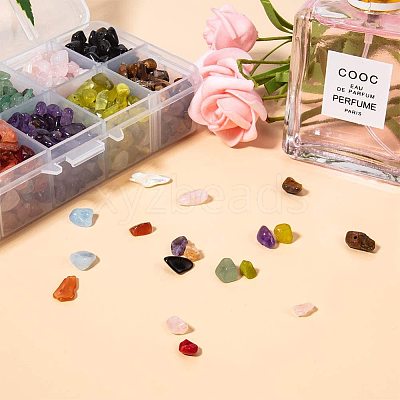 Natural Jade & Aquamarine &  Green Aventurine & White Shell & Red Jasper & Rose Quartz & Tiger Eye & Amethyst & Agate & Obsidian Chips Beads G-PH0033-03-1