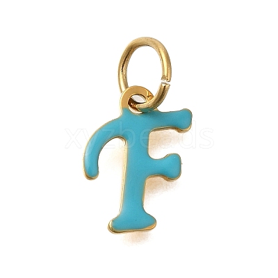 Ion Plating(IP) 304 Stainless Steel Enamel Alphabet Charms STAS-F308-02G-F-1