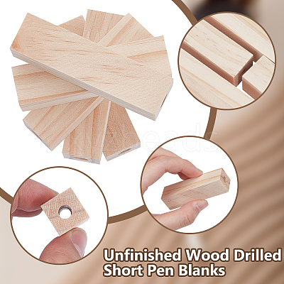 Unfinished Wood Drilled Short Pen Blanks WOOD-WH0064-09-1