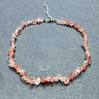 Cherry Quartz Glass Chip Beaded Necklaces for Women IW6789-11-1