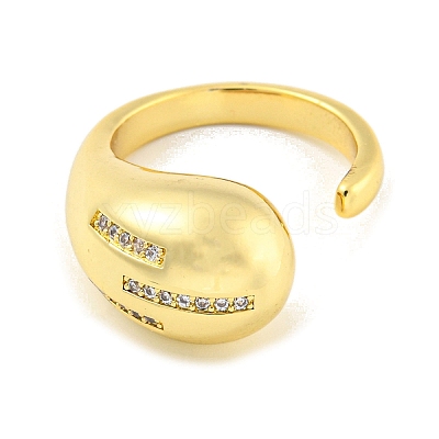 Brass Micro Pave Clear Cubic Zirconia Open Cuff Ring for Women RJEW-M173-02B-G-1