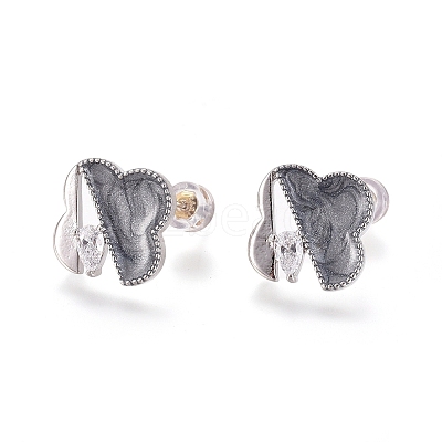 Real 18K Gold Plated Brass Stud Earring Findings KK-L180-117A-1