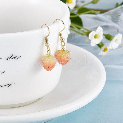 3D Resin Flower Dangle Earrings EJEW-SW00019-05-1