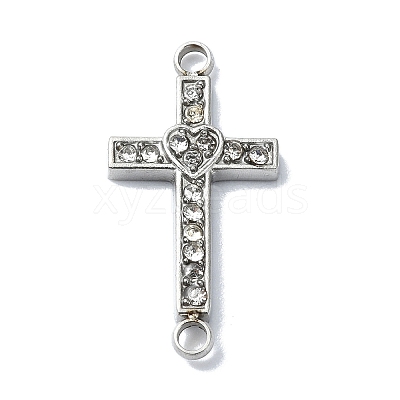 304 Stainless Steel Crystal Rhinestone Connector Charms STAS-Z065-02P-02-1