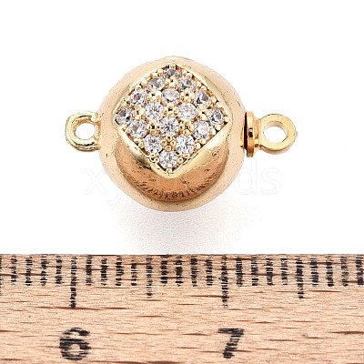 6Pcs Brass Clear Cubic Zirconia Box Clasps KK-T073-45G-1