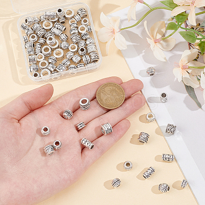80Pcs 8 Styles Tibetan Style European Beads DIY-NB0012-43E-1