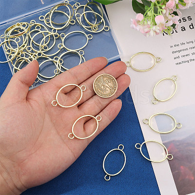 32Pcs Alloy Oval Open Back Bezel Connector Charms FIND-CA0011-77LG-1
