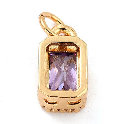 Real 18K Gold Plated Brass Inlaid Cubic Zirconia Charms LS-ZIRC-L100-075G-01-1