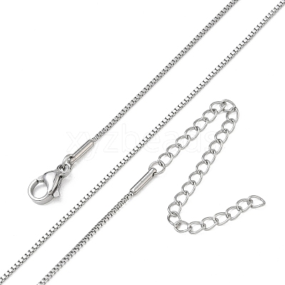 10Pcs 1MM 304 Stainless Steel Box Chain Necklaces NJEW-G203-07P-1