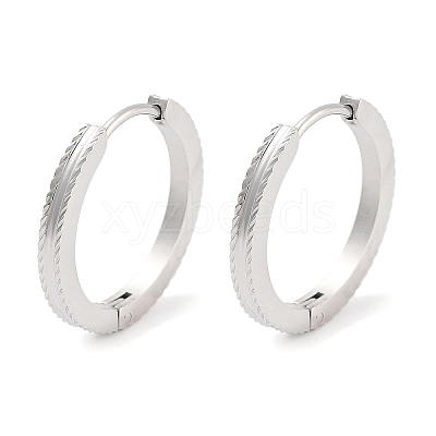 Tarnish Resistant 304 Stainless Steel Textured Huggie Hoop Earrings for Women EJEW-C096-35C-1