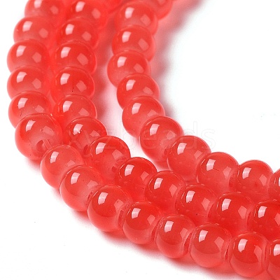 Baking Paint Imitation Jade Glass Round Bead Strands X-DGLA-Q021-4mm-32-1
