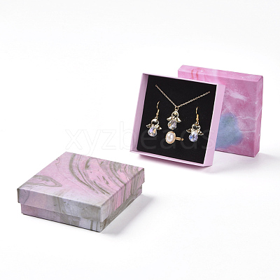 Cotton Filled Cardboard Gift Box Jewelry Set Boxes CBOX-G018-E02-1