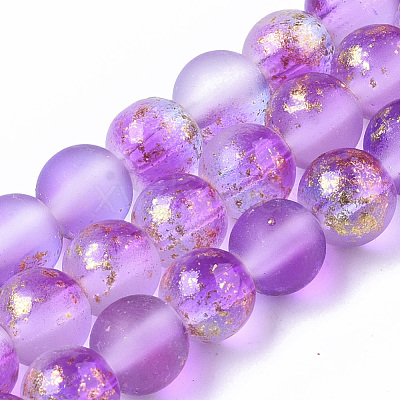 Frosted Spray Painted Glass Beads Strands GLAA-N035-03B-C05-1