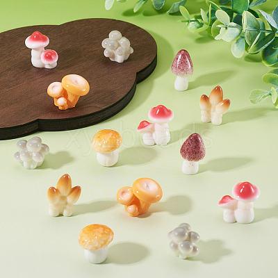 30Pcs 6 Colors Mushroom Themes Resin Display Decorations DJEW-TA0001-27-1