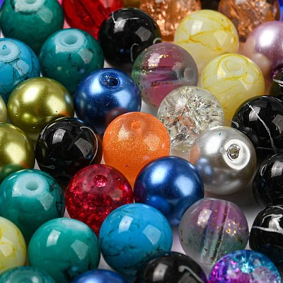 Opaque Spray Painted Glass Beads DGLA-MSMC002-8mm-1