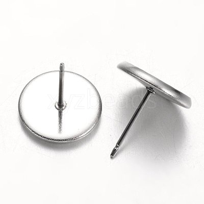 Tarnish Resistant Flat Round 304 Stainless Steel Stud Earring Settings STAS-M227-10mm-1