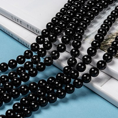 Natural Eyeless Obsidian Beads Strands G-K123-06-14mm-1