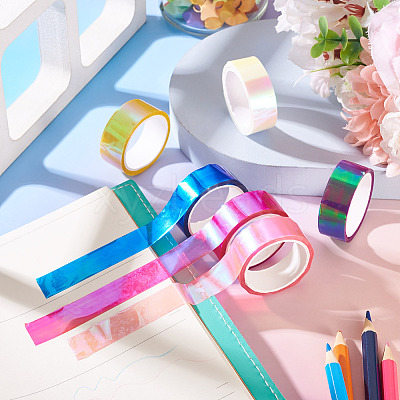 6Rolls 6 Colors PET Decorative Tape OFST-TA0001-07-1