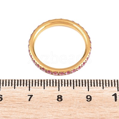 304 Stainless Steel Micro Pave Cubic Zirconia Finger Rings for Women RJEW-F214-01G-04-1