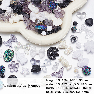 150Pcs Opaque & Transparent Acrylic Beads MACR-SP0002-18A-1