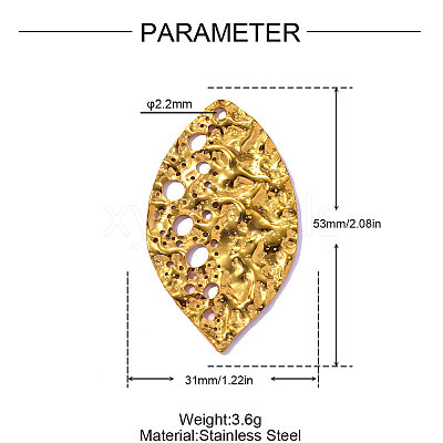 Textured 304 Stainless Steel Pendants STAS-OY016-49G-1
