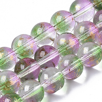 Transparent Spray Painted Glass Bead Strands GLAA-N035-03C-B01-1