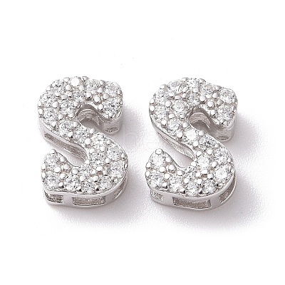 925 Sterling Silver Micro Pave Cubic Zirconia Beads STER-Z005-15P-S-1