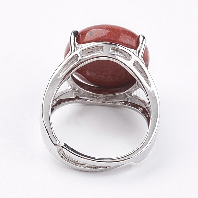 Adjustable Natural Red Jasper Finger Rings RJEW-F075-01N-1