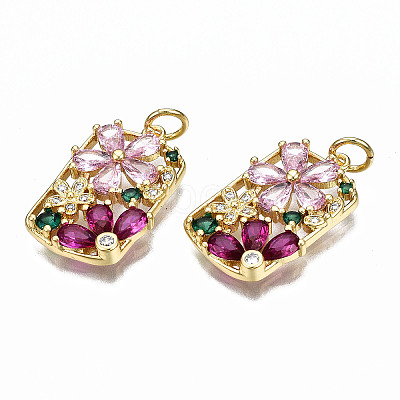 Brass Micro Pave Cubic Zirconia Pendants X-ZIRC-Q200-010-NF-1
