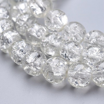 Spray Painted Crackle Glass Beads Strands CCG-Q001-8mm-01-1