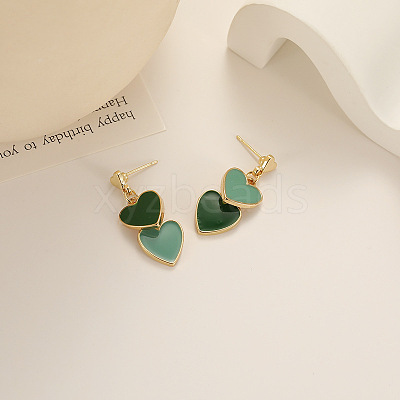 Heart Alloy Enamel Dangle Stud Earrings FS-WGE7BF4-07-1