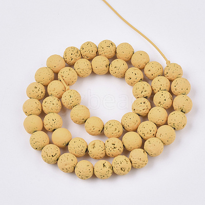 Spray Painted Natural Lava Rock Beads Strands G-N0324-B-07-1