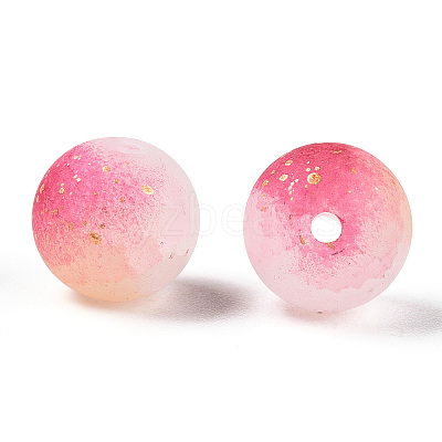 Frosted Baking Paint Crackle Glass Beads with Glitter Powder DGLA-T004-6mm-01A-1