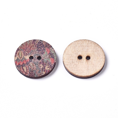 Printed Poplar Wood Buttons WOOD-D021-01B-1