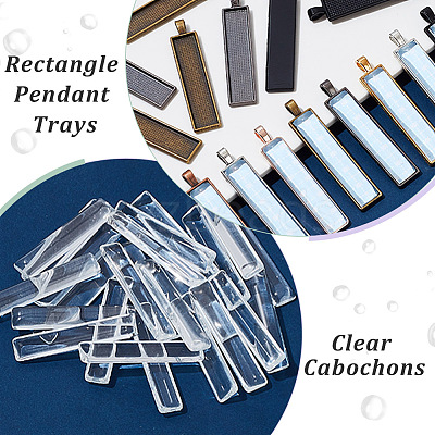 DIY Blank Rectangle Alloy Pendants Making Kits DIY-AN0001-11-1
