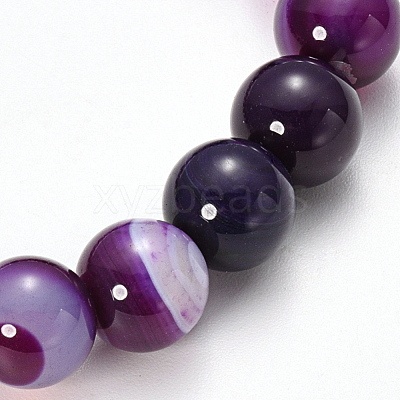 Natural Striped Agate/Banded Agate Beaded Stretch Bracelets BJEW-Q692-03C-1