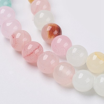 Natural Colorful Green Jade Beads Strands G-G757-01-6mm-1