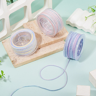 3 Roll 3 Colors Segment Dyed Cotton & Metallic String Threads OCOR-TA0004-12-1