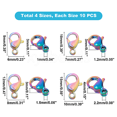 PVD Vacuum Plating 304 Stainless Steel Lobster Claw Clasps STAS-UN0005-15-1