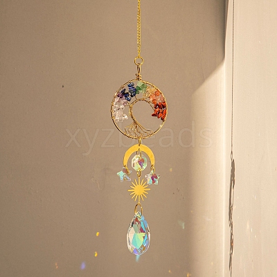 Natural Gemstone Chip Pendant Decorations DJEW-PW0012-005A-1
