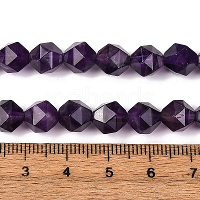Faceted Natural Amethyst Beads Strands G-K066-09-8mm-1