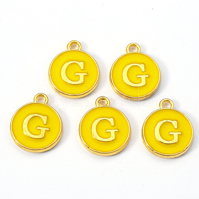 Golden Plated Alloy Enamel Charms ENAM-S118-09G-1